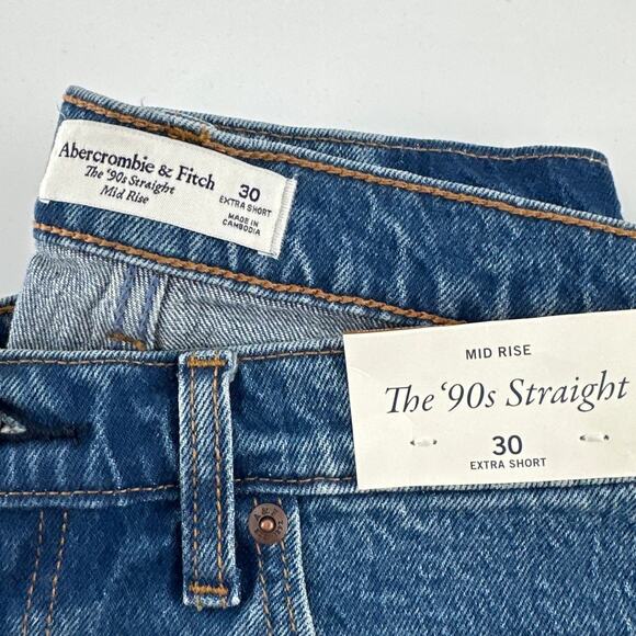 Abercrombie & Fitch Women's Dark Marble Mid Rise 90s Straight Jeans Size 30 - Picture 5 of 11